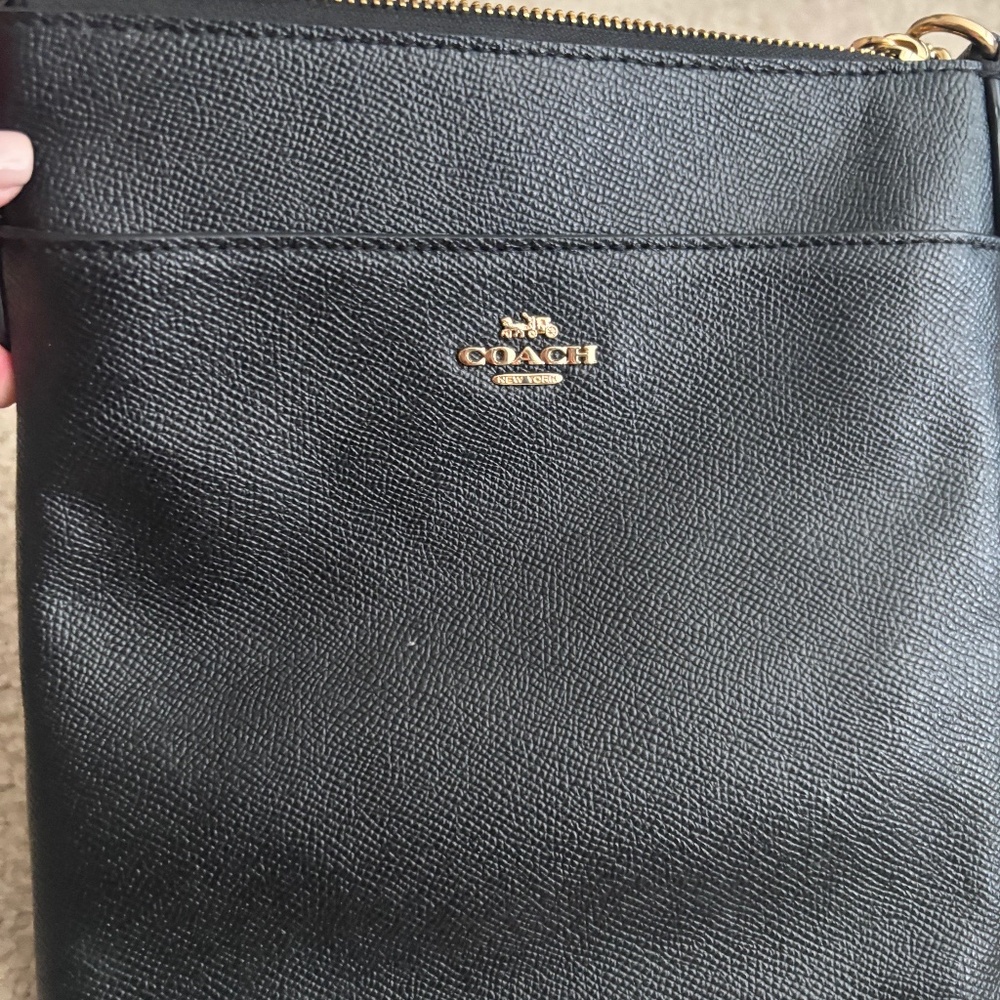 Coach Black Leather Crossbody Bag with Gold Logo